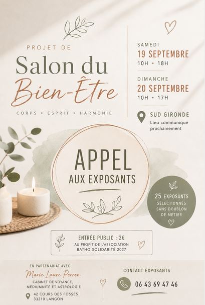 Salon du Bien-Être en Sud Gironde : un week-end dédié au mieux-être les 19 et 20 septembre 2026