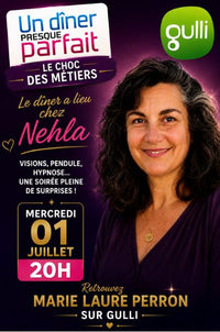 Mercredi 1er juillet à 20 h sur Gulli… Les visions s'intensifient.  L'atmosphère change. Les énergies sont différentes. Ce soir, le dîner a lieu chez Nehla dans Un Dîner Presque Parfait – Le Choc des Métiers.